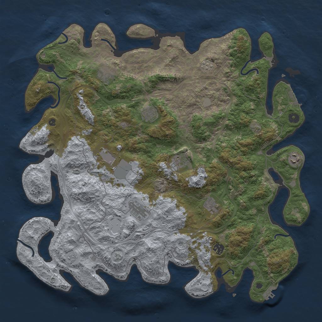 Rust Map: Procedural Map, Size: 4500, Seed: 752430750, 16 Monuments