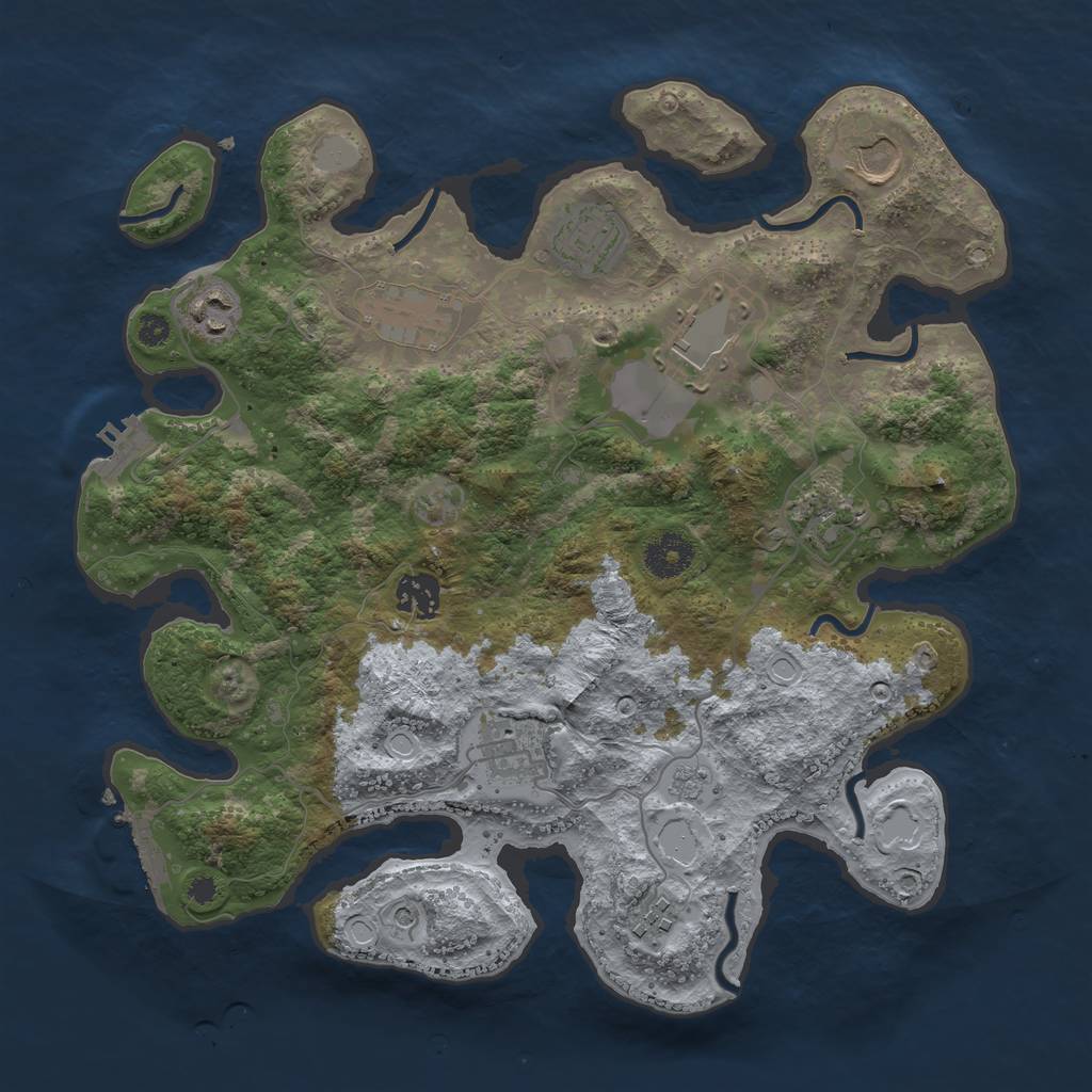Rust Map: Procedural Map, Size: 3500, Seed: 6197779, 16 Monuments