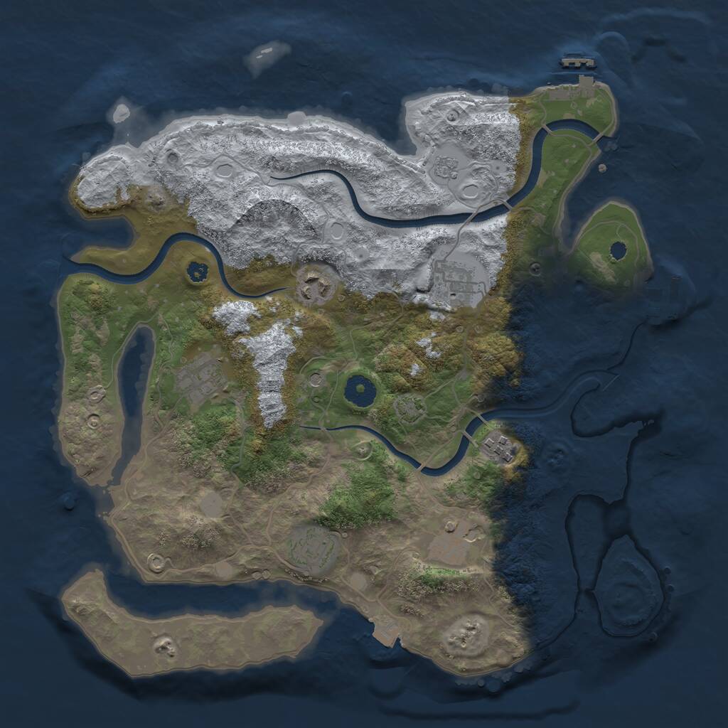 Rust Map: Procedural Map, Size: 3500, Seed: 579246651, 12 Monuments