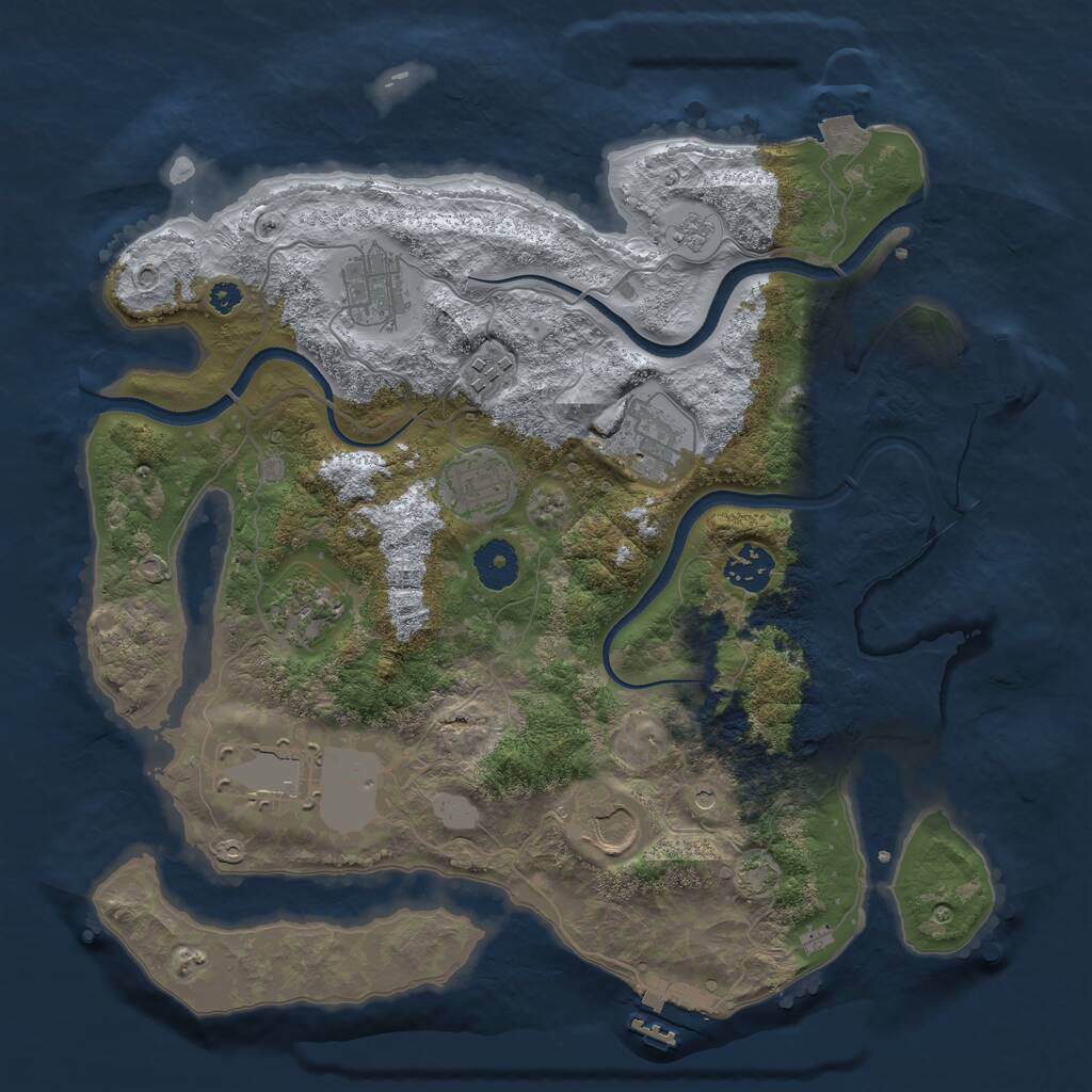 Rust Map: Procedural Map, Size: 3500, Seed: 579246651, 14 Monuments