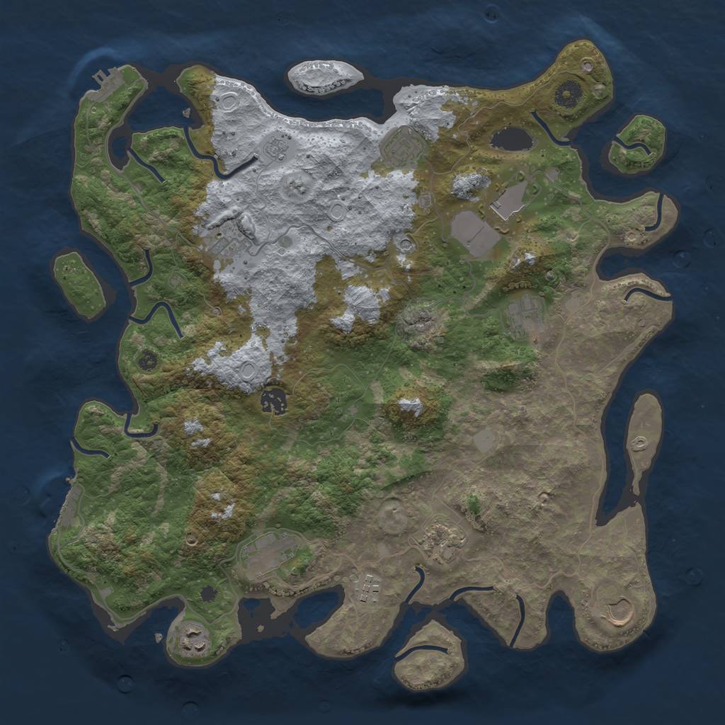 Rust Map: Procedural Map, Size: 3950, Seed: 2069665468, 17 Monuments