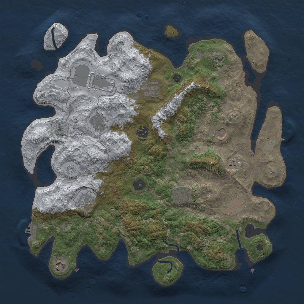 Rust Map: Procedural Map, Size: 3850, Seed: 999346312, 20 Monuments
