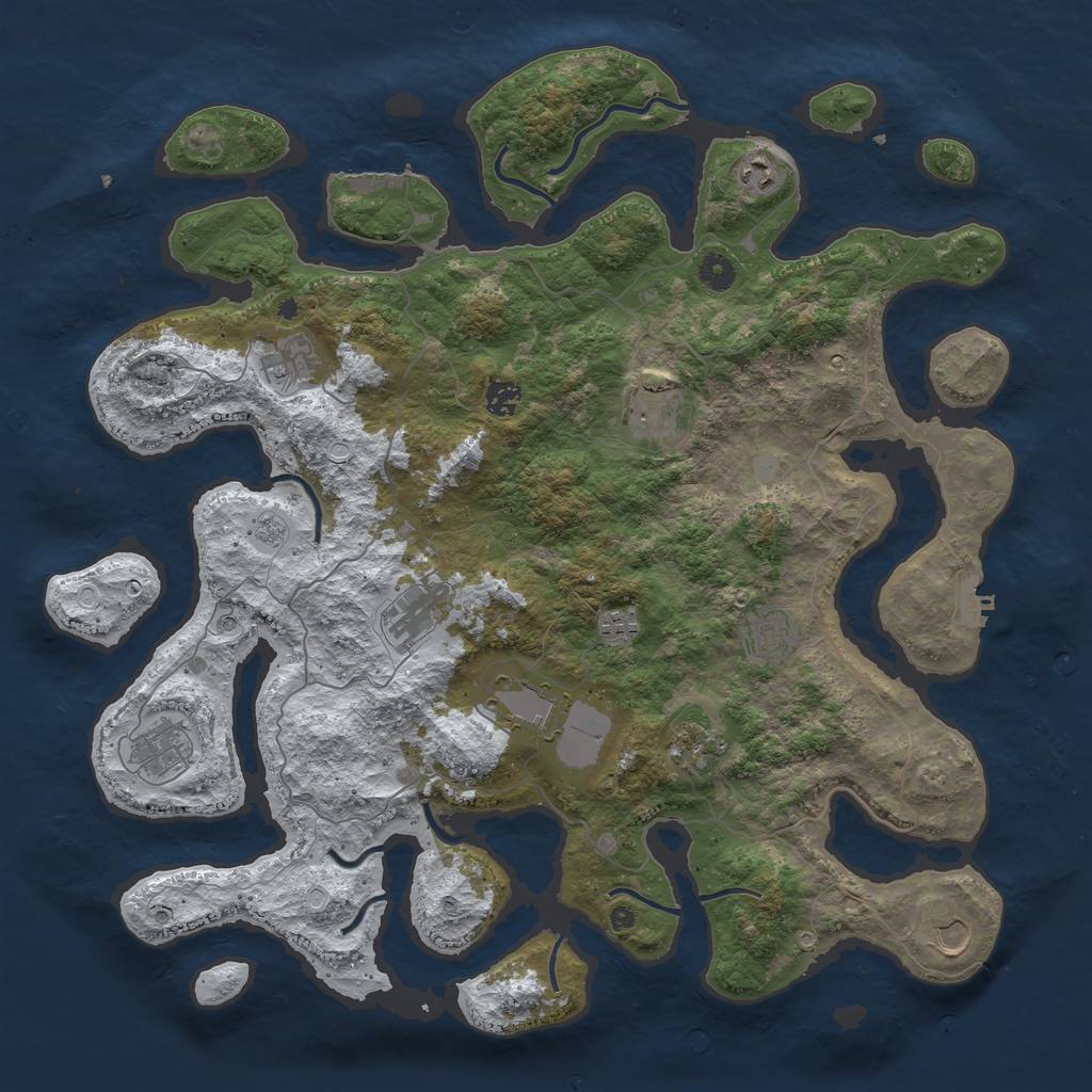 Rust Map: Procedural Map, Size: 4500, Seed: 2079389403, 20 Monuments