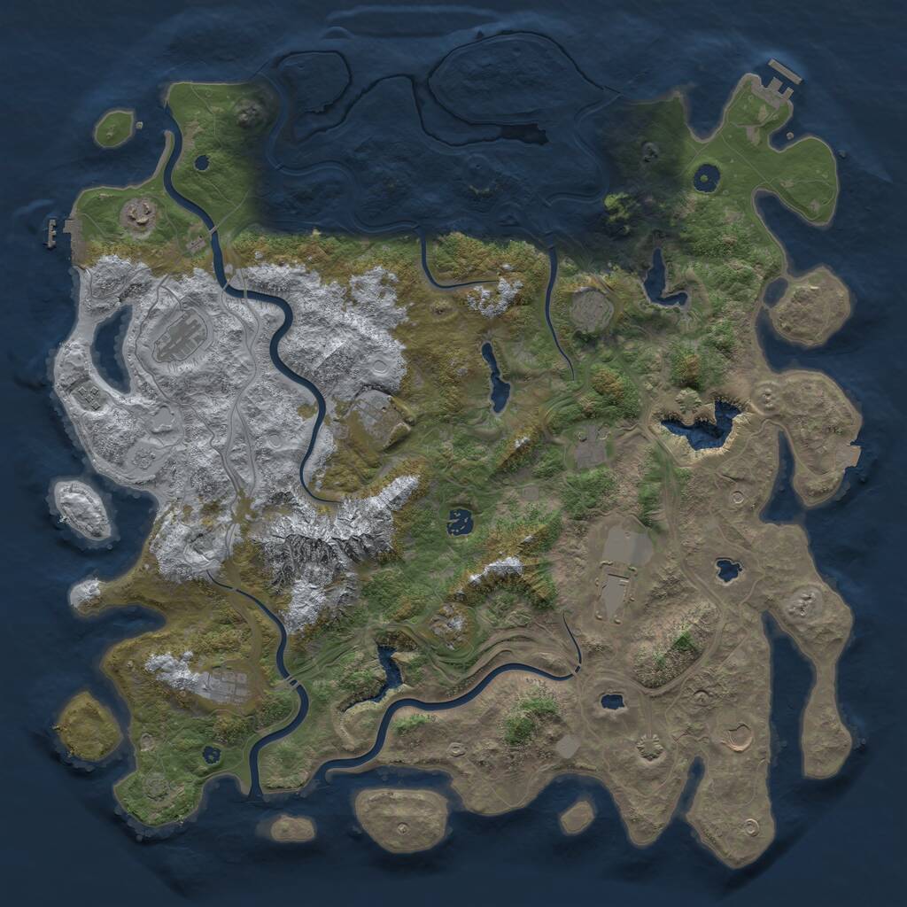 Rust Map: Procedural Map, Size: 5000, Seed: 123321, 17 Monuments