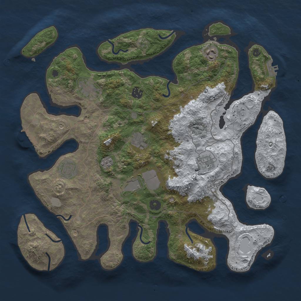 Rust Map: Procedural Map, Size: 4000, Seed: 596179436, 17 Monuments