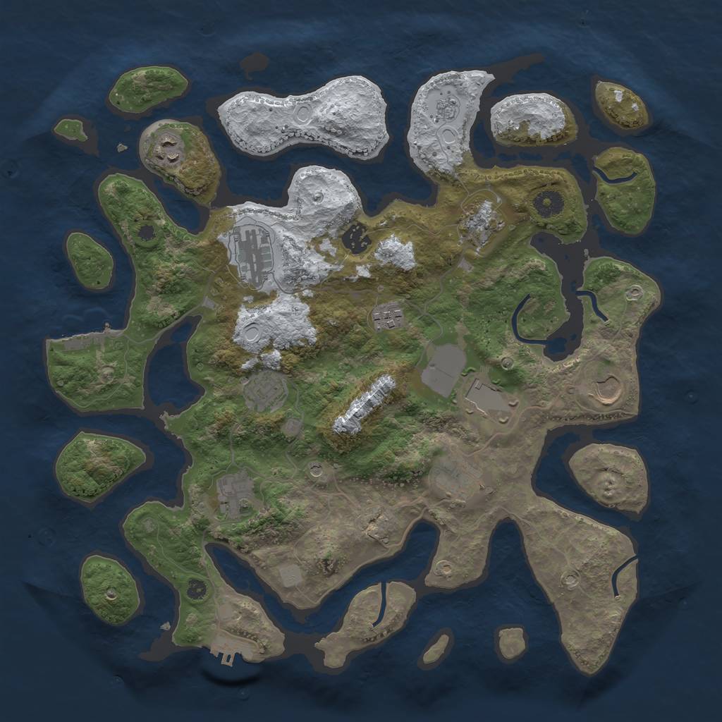 Rust Map: Procedural Map, Size: 3800, Seed: 1268716426, 19 Monuments