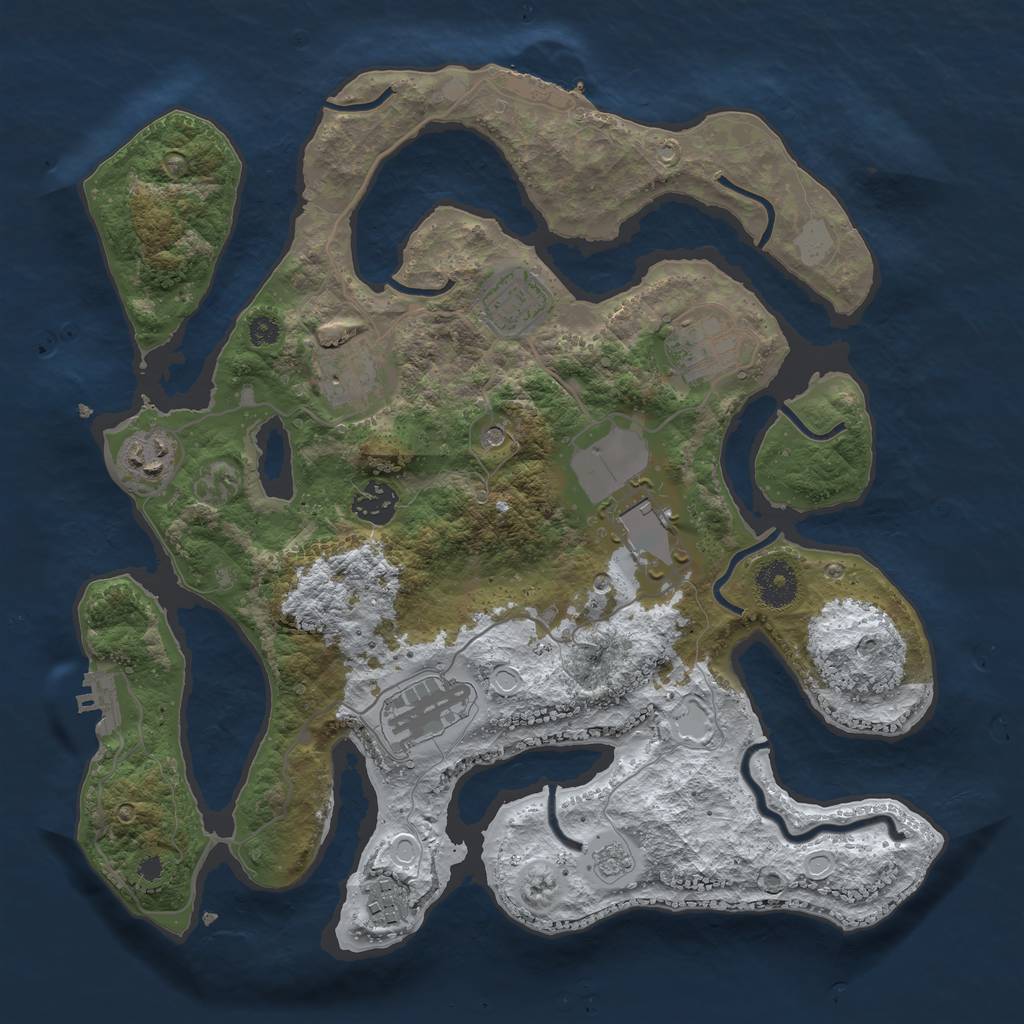 Rust Map: Procedural Map, Size: 3500, Seed: 1502275456, 17 Monuments
