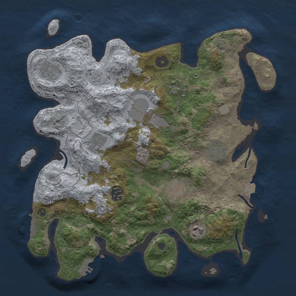 Rust Map: Procedural Map, Size: 3500, Seed: 6983546, 17 Monuments
