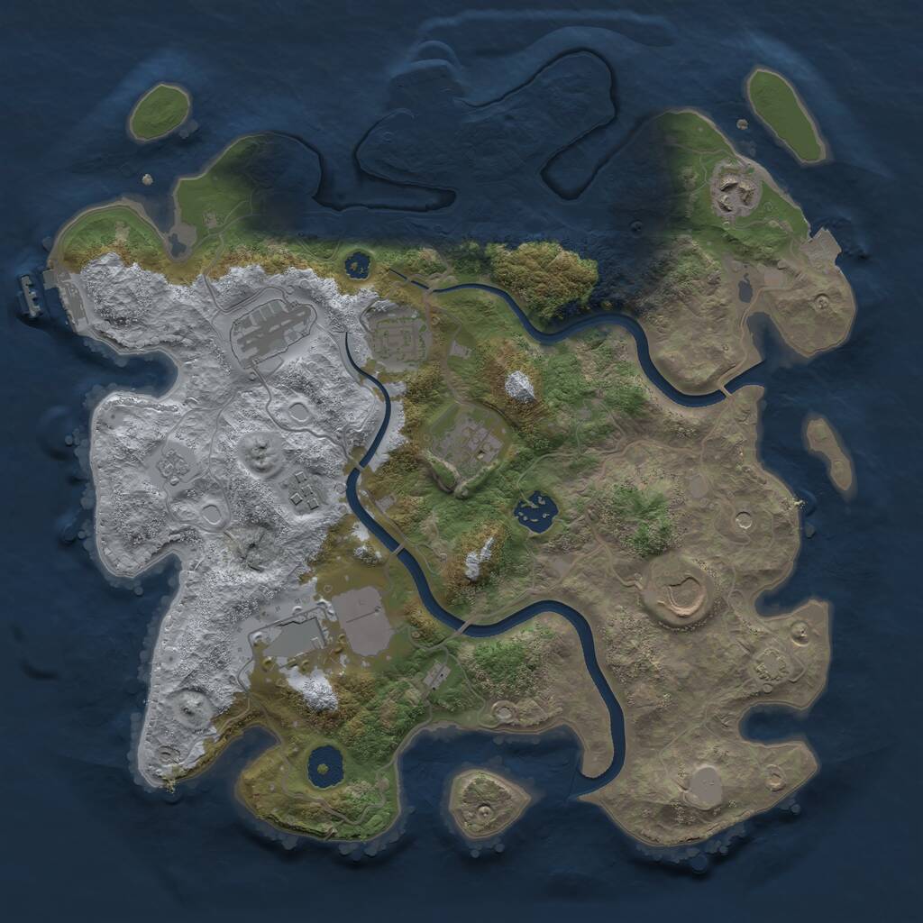 Rust Map: Procedural Map, Size: 3500, Seed: 286646028, 14 Monuments