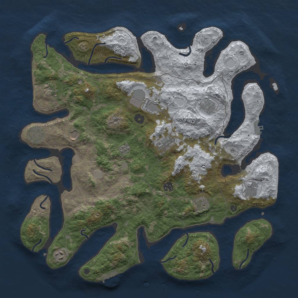Rust Map: Procedural Map, Size: 4500, Seed: 1465504042, 20 Monuments