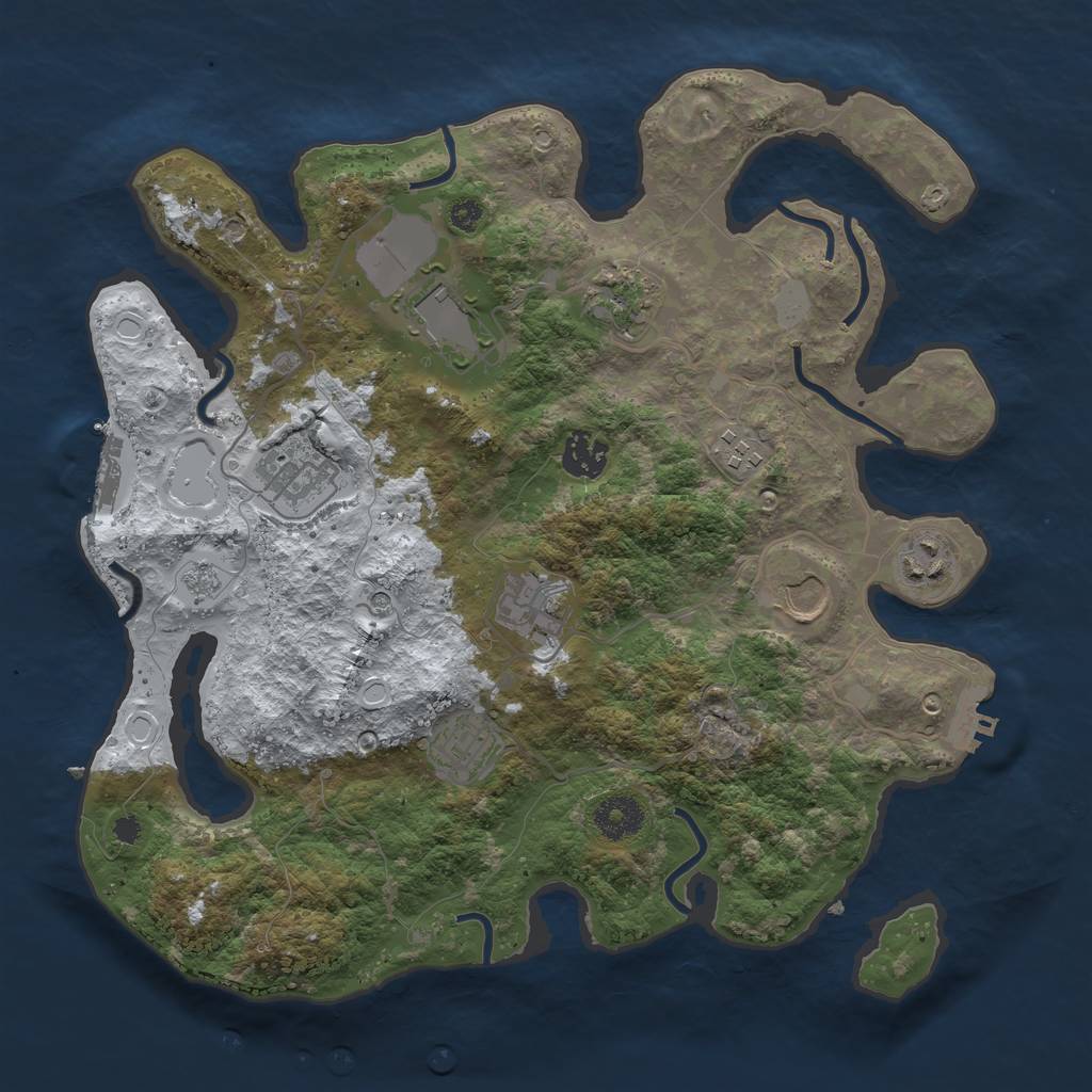 Rust Map: Procedural Map, Size: 3500, Seed: 6301828, 18 Monuments