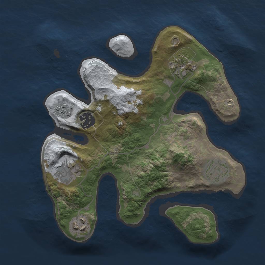 Rust Map: Barren, Size: 2500, Seed: 649723, 8 Monuments