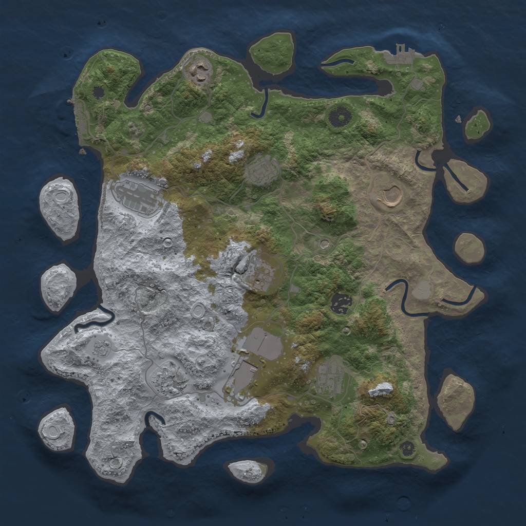 Rust Map: Procedural Map, Size: 3700, Seed: 3706719, 16 Monuments