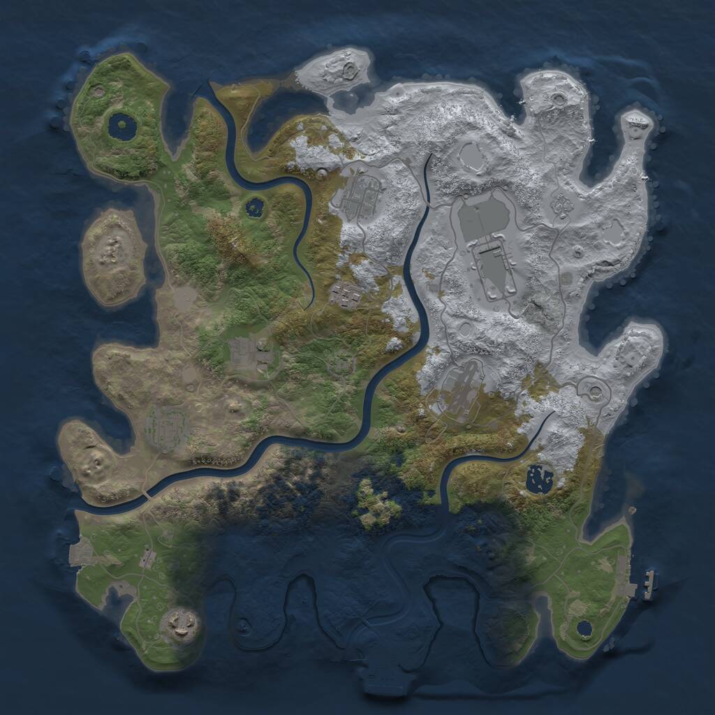 Rust Map: Procedural Map, Size: 3800, Seed: 1066567821, 14 Monuments