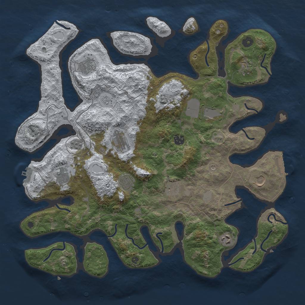 Rust Map: Procedural Map, Size: 4300, Seed: 2069375509, 20 Monuments