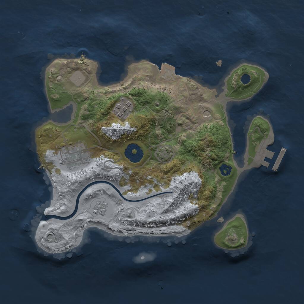 Rust Map: Procedural Map, Size: 2500, Seed: 911, 7 Monuments