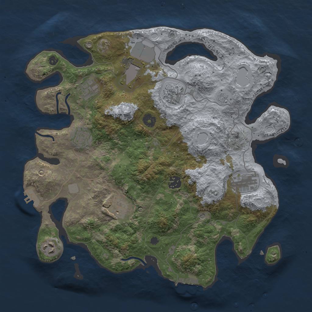 Rust Map: Procedural Map, Size: 3500, Seed: 3051994, 15 Monuments