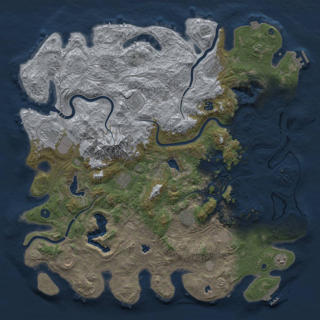 Rust Map: Procedural Map, Size: 5000, Seed: 97495633, 17 Monuments