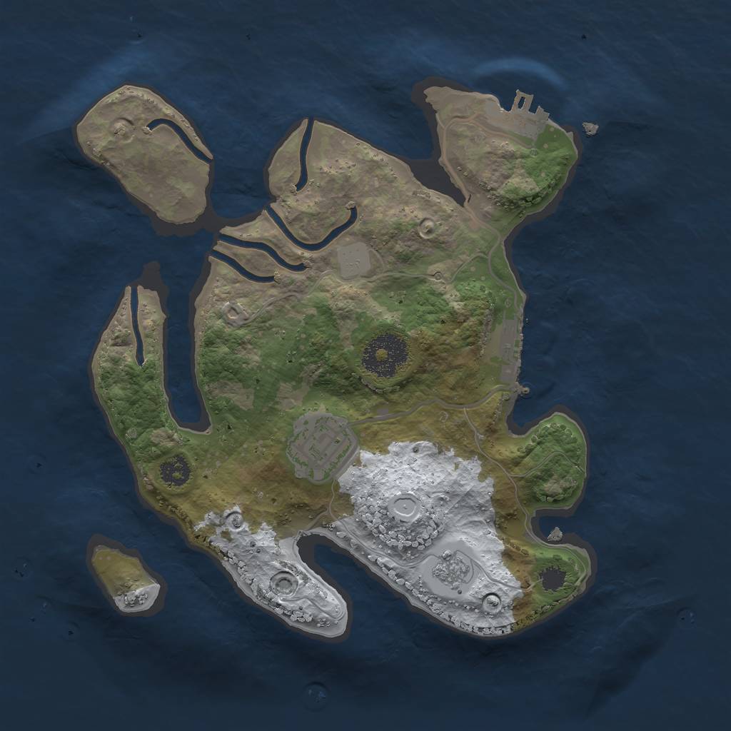 Rust Map: Procedural Map, Size: 2500, Seed: 708863992, 9 Monuments