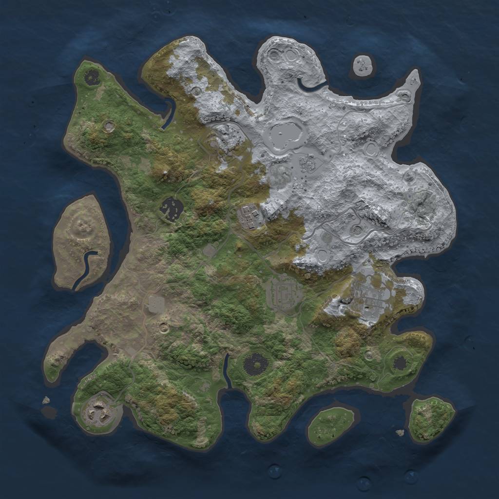 Rust Map: Procedural Map, Size: 3250, Seed: 3456, 11 Monuments