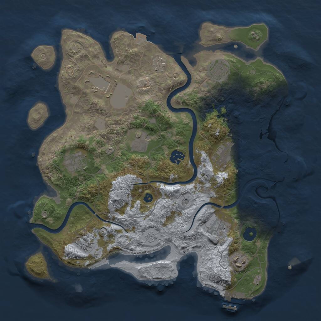 Rust Map: Procedural Map, Size: 3500, Seed: 1468701241, 16 Monuments