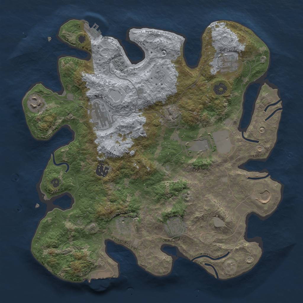 Rust Map: Procedural Map, Size: 3500, Seed: 965305, 15 Monuments