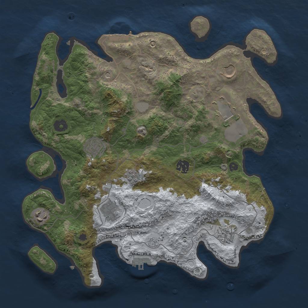 Rust Map: Procedural Map, Size: 3500, Seed: 5566, 17 Monuments