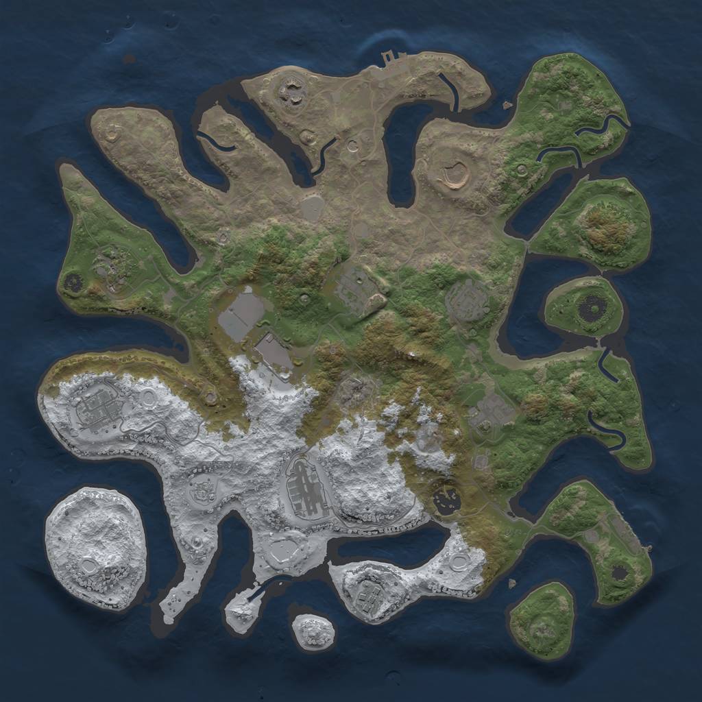 Rust Map: Procedural Map, Size: 3850, Seed: 1401914026, 20 Monuments