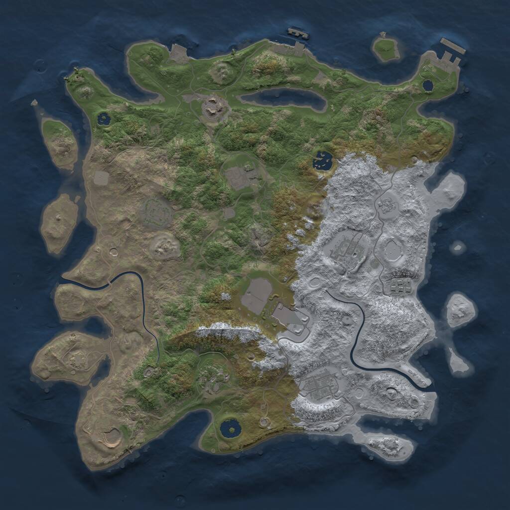 Rust Map: Procedural Map, Size: 3850, Seed: 4122535, 16 Monuments