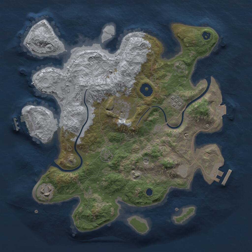 Rust Map: Procedural Map, Size: 3000, Seed: 52334, 9 Monuments