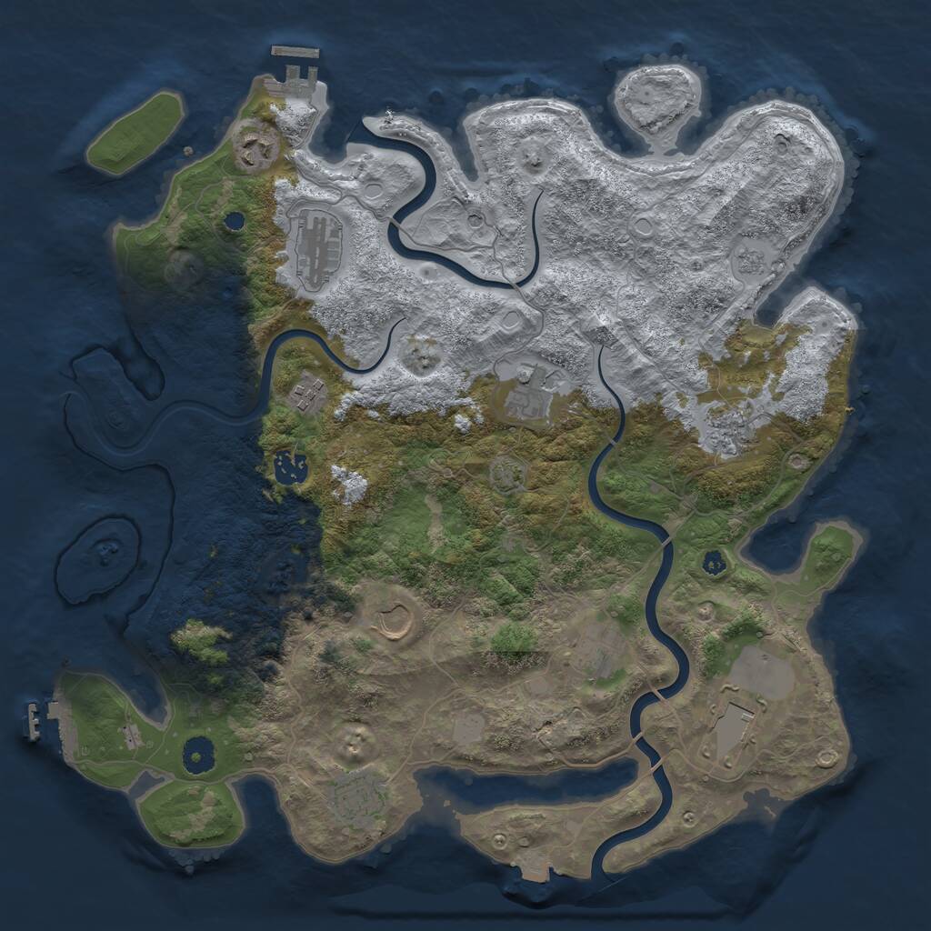 Rust Map: Procedural Map, Size: 3950, Seed: 1687973801, 16 Monuments