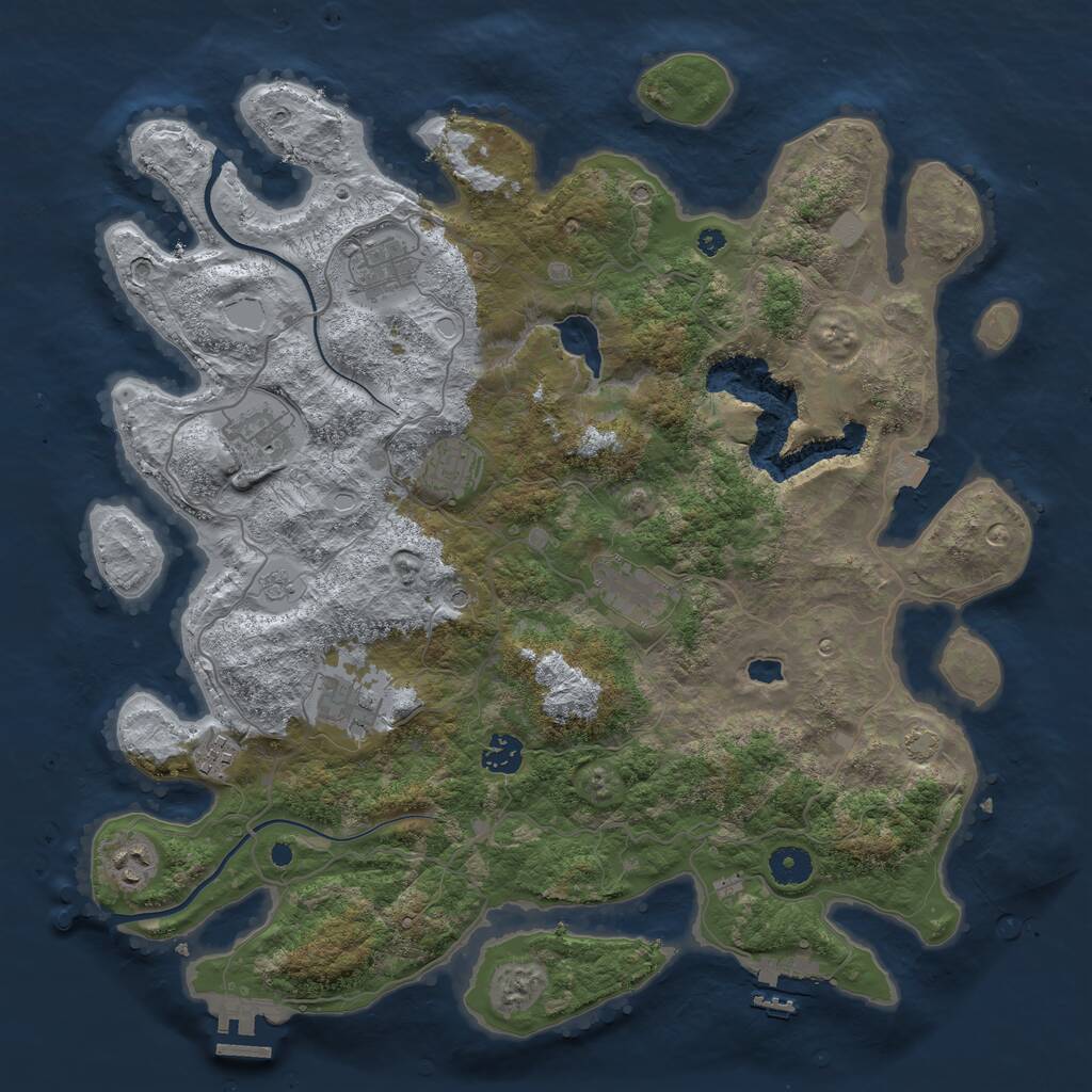 Rust Map: Procedural Map, Size: 4000, Seed: 1099056845, 14 Monuments