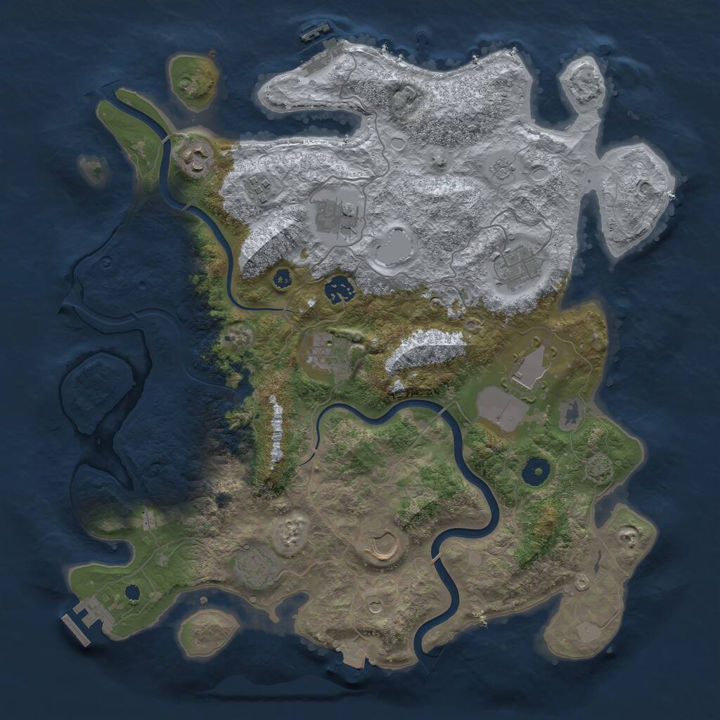 Rust Map: Procedural Map, Size: 3838, Seed: 13825, 15 Monuments