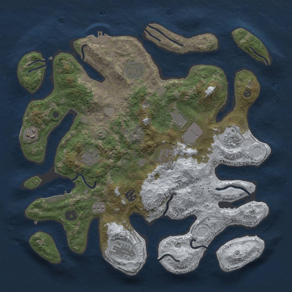 Rust Map: Procedural Map, Size: 3800, Seed: 7519155, 18 Monuments