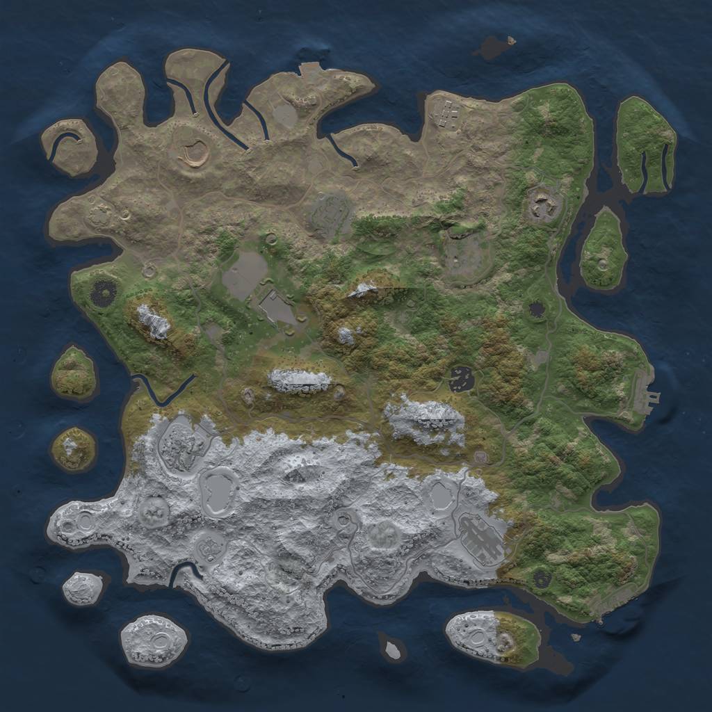 Rust Map: Procedural Map, Size: 4000, Seed: 1321719389, 17 Monuments