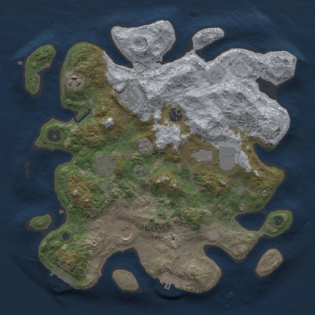 Rust Map: Procedural Map, Size: 3500, Seed: 4497931, 14 Monuments