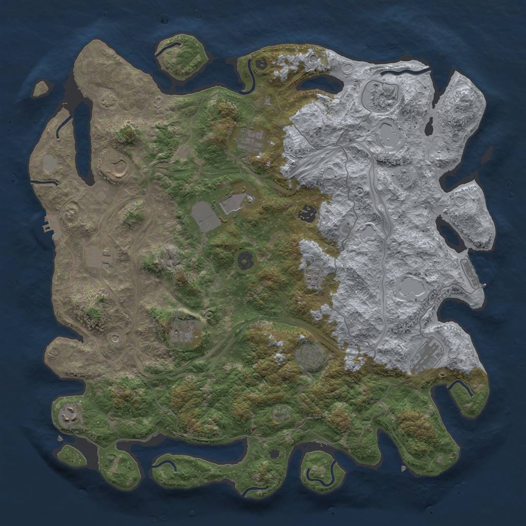 Rust Map: Procedural Map, Size: 4500, Seed: 1098362036, 19 Monuments