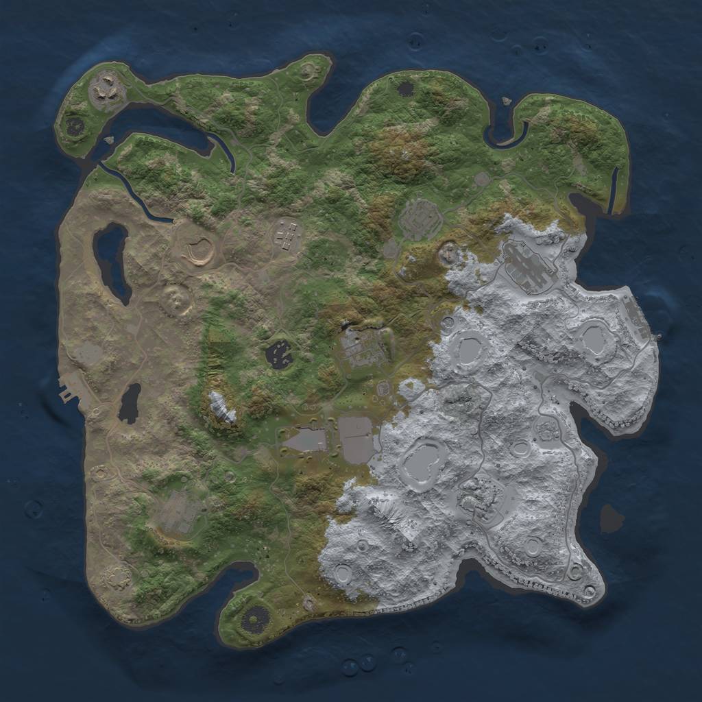Rust Map: Procedural Map, Size: 3800, Seed: 2030591903, 18 Monuments