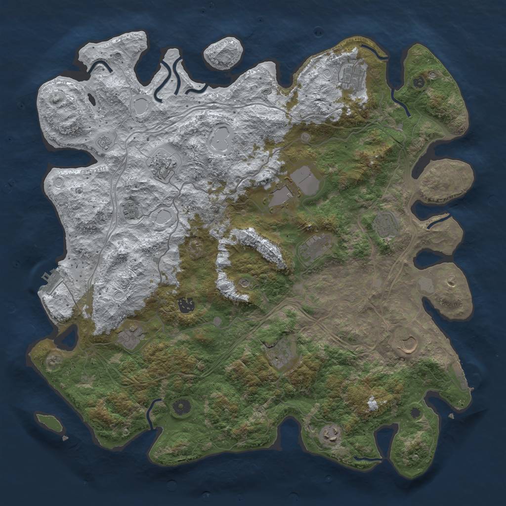 Rust Map: Procedural Map, Size: 4500, Seed: 351188077, 20 Monuments