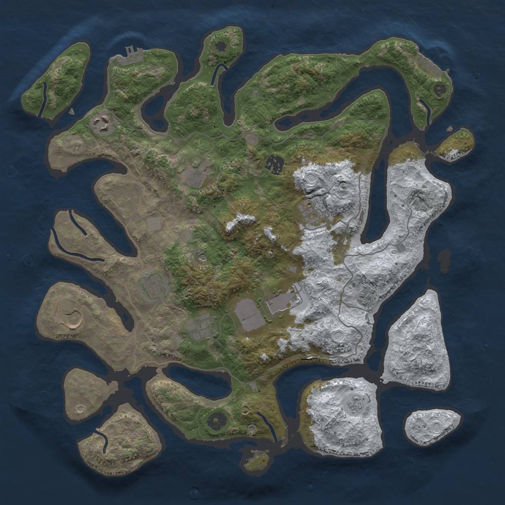 Rust Map: Procedural Map, Size: 4050, Seed: 395600686, 18 Monuments