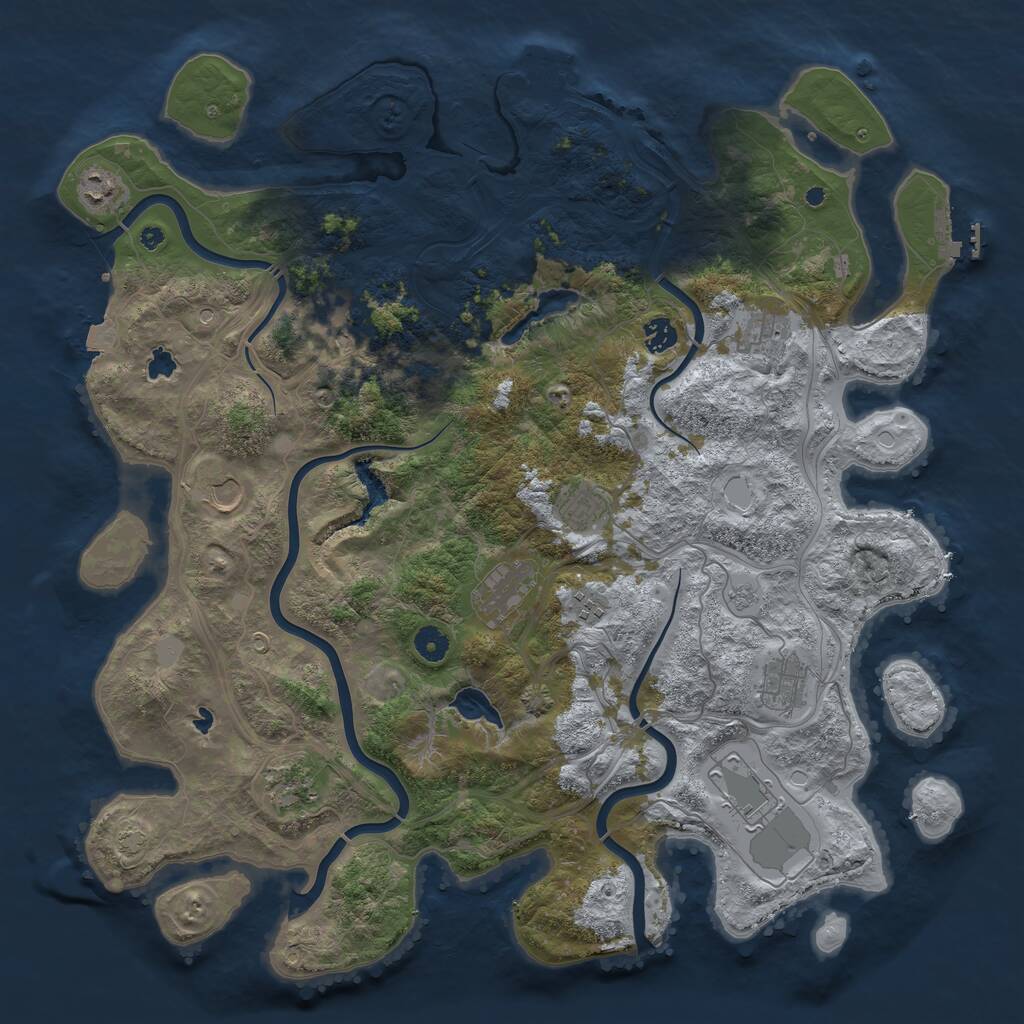 Rust Map: Procedural Map, Size: 4500, Seed: 999999954, 17 Monuments