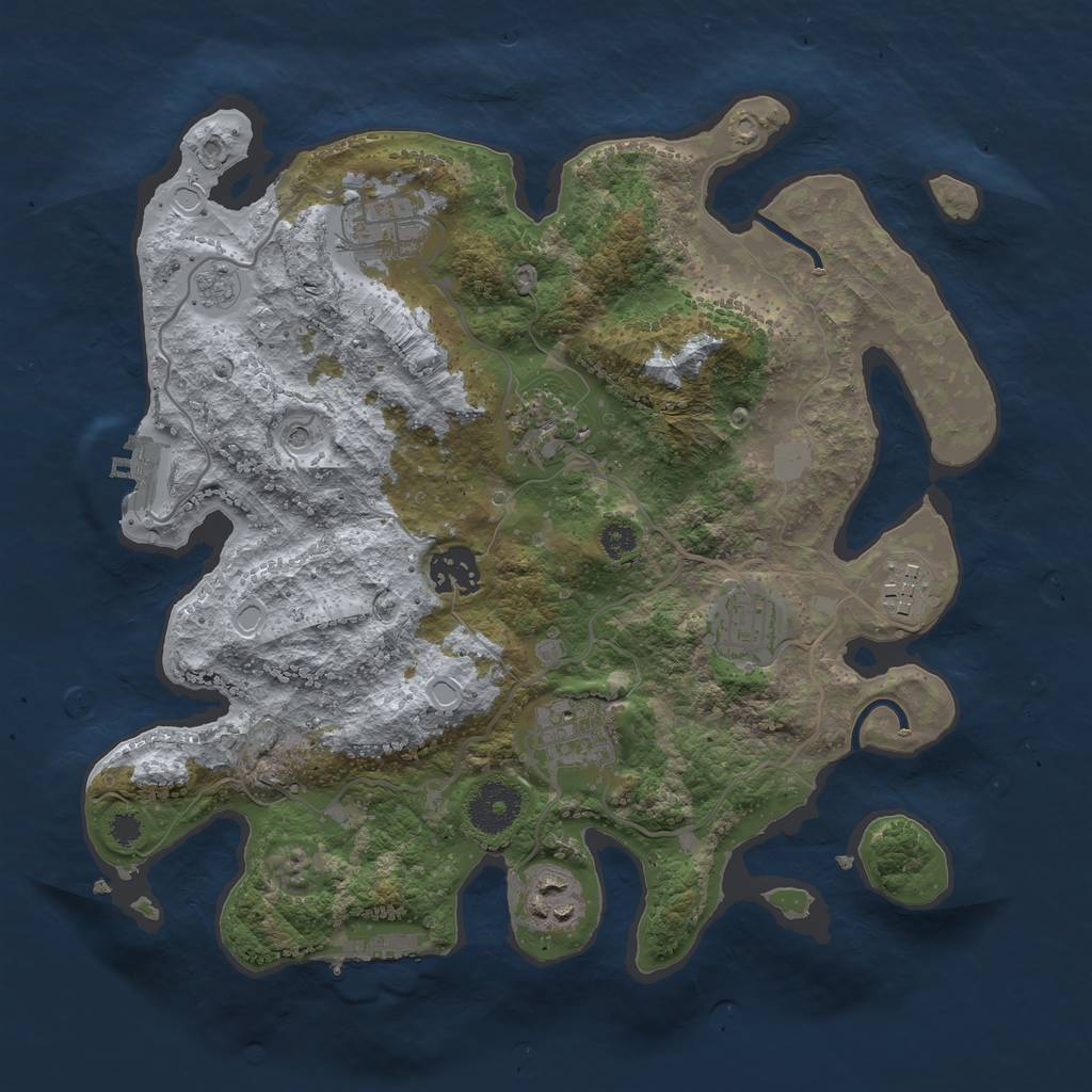 Rust Map: Procedural Map, Size: 3200, Seed: 579264195, 14 Monuments