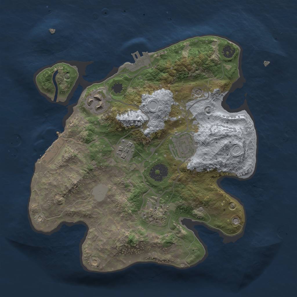 Rust Map: Procedural Map, Size: 2500, Seed: 233508506, 10 Monuments