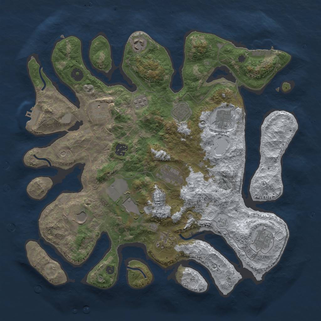 Rust Map: Procedural Map, Size: 3850, Seed: 1289524364, 20 Monuments