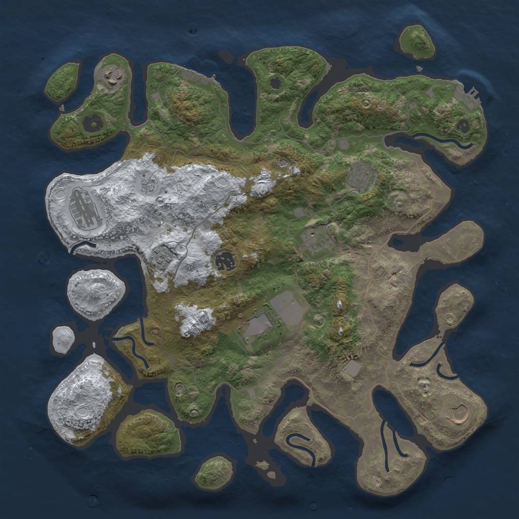 Rust Map: Procedural Map, Size: 4000, Seed: 71234, 17 Monuments