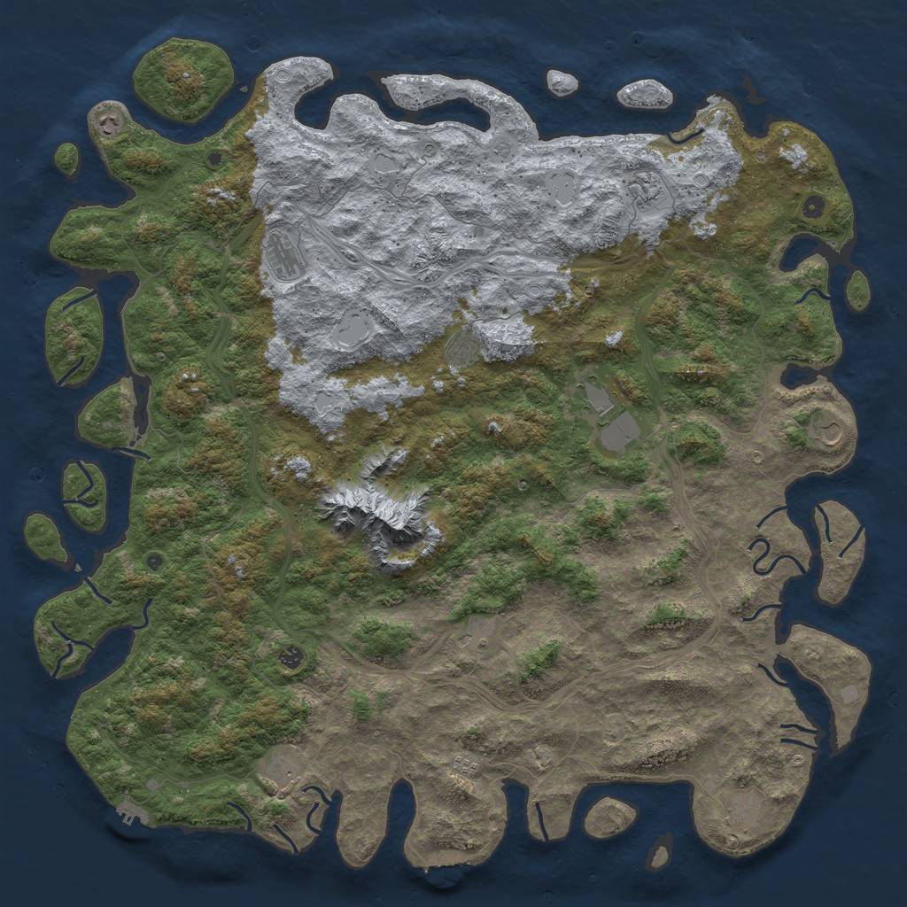 Rust Map: Procedural Map, Size: 6000, Seed: 123476, 18 Monuments