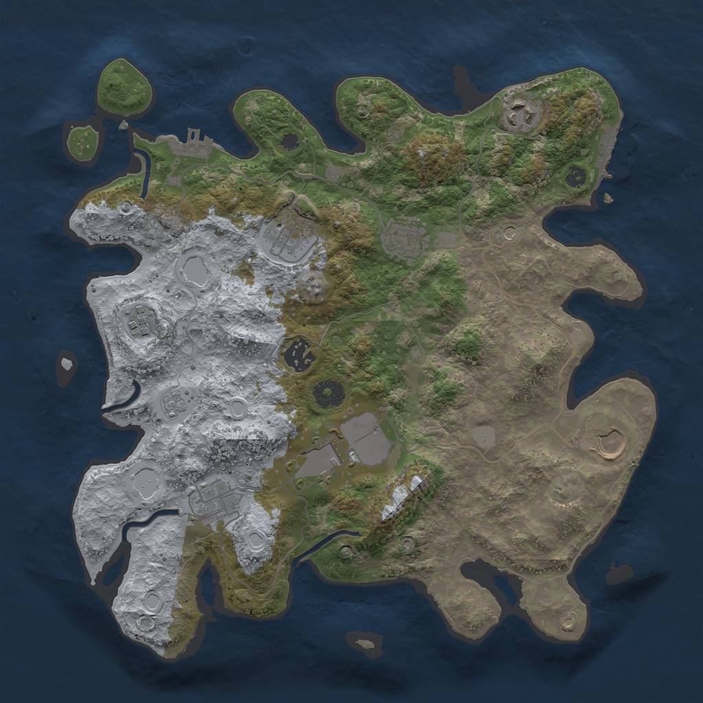 Rust Map: Procedural Map, Size: 3500, Seed: 224842953, 15 Monuments