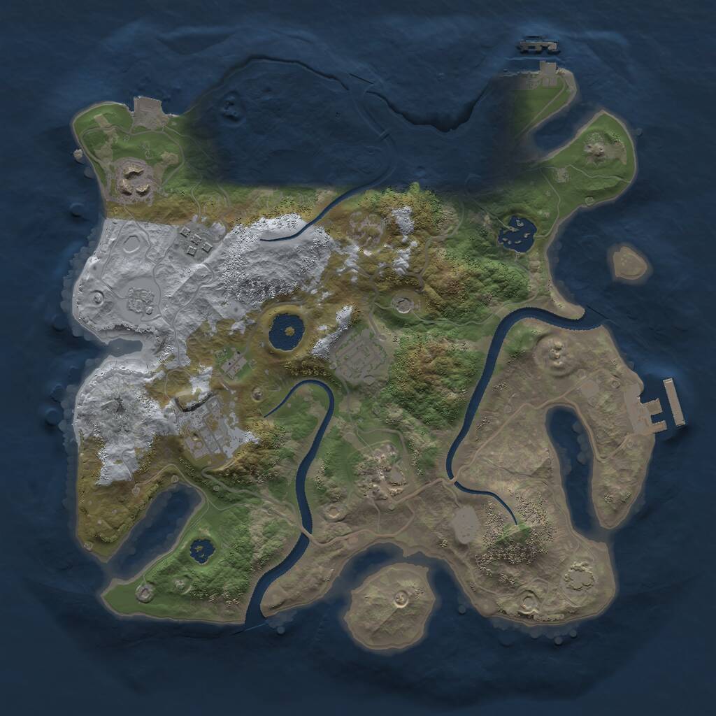 Rust Map: Procedural Map, Size: 3000, Seed: 1270481901, 12 Monuments