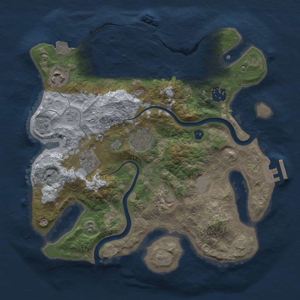 Rust Map: Procedural Map, Size: 3000, Seed: 1270481901, 12 Monuments