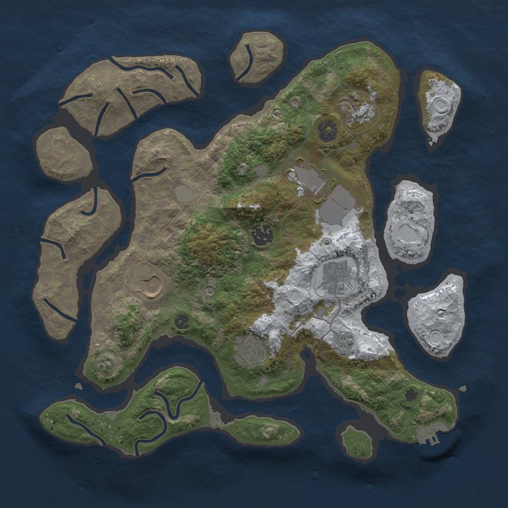 Rust Map: Procedural Map, Size: 3500, Seed: 48456, 14 Monuments